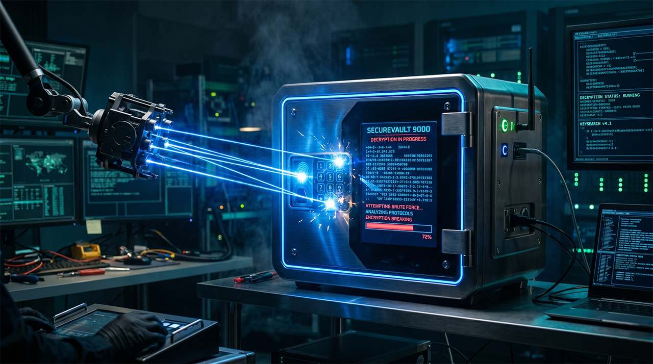 ตู้เซฟดิจิทัลสุดไฮเทคที่กำลังถูกถอดรหัสด้วยแสงเลเซอร์